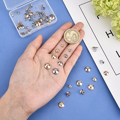 Unicraftale 60Pcs 10 Style 201 Stainless Steel Bead Cap Pendant Bails STAS-UN0028-25-1