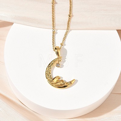 304 Stainless Steel Micro Pave Clear Cubic Zirconia Pendant Necklaces for Women LS-NJEW-Z103-01G-01-1
