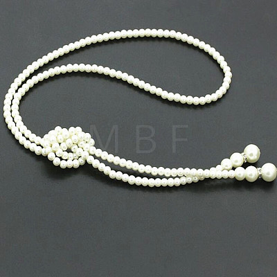 Imitation Pearl Round Beaded Lariat Necklaces for Women WG12EF8-02-1