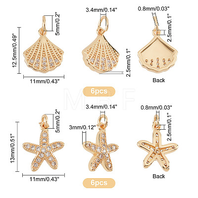   12Pcs 2 Style Brass Charms FIND-PH0006-11-1