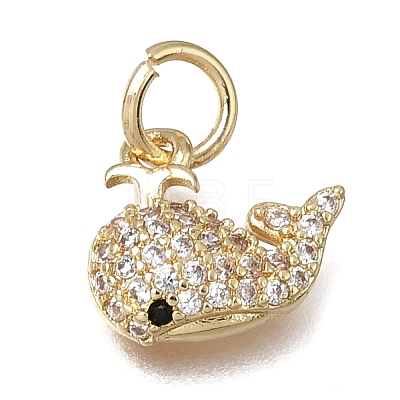 Brass Micro Pave Clear Cubic Zirconia Charms KK-D110-08B-G-1