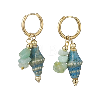 Brass Shell Shape Hoop Earrings EJEW-JE06747-03-1
