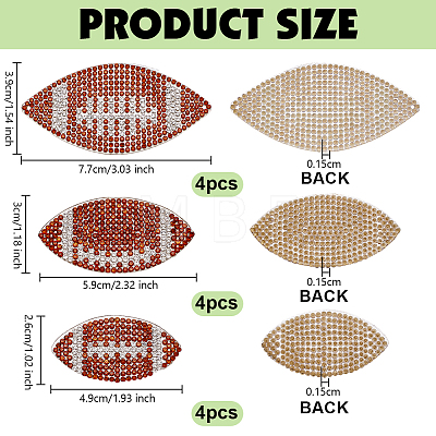12Pcs 3 Styles Sports Theme Resin Rhinestone Iron on/Sew on Cloth Patches DIY-OC0015-19-1
