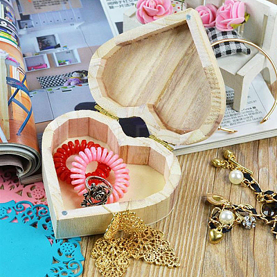 Heart Wood Jewelry Storage Boxes AJEW-CL0005-26-1
