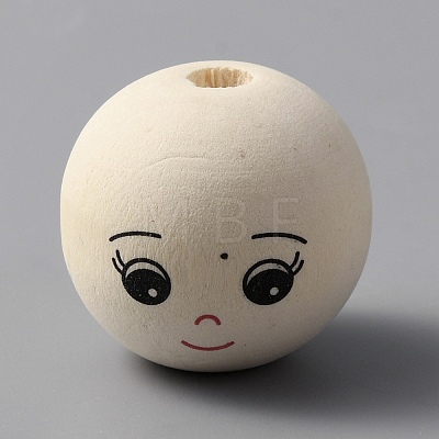 Round Printed Wood Beads WOOD-WH0036-05A-1