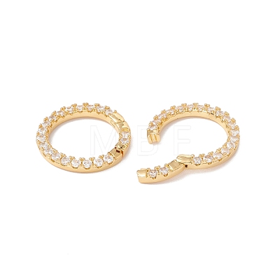 Rack Plating Brass Micro Pave Clear Cubic Zirconia Spring Gate Ring ZIRC-C040-25G-1