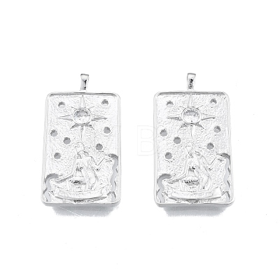 Brass Micro Pave Clear Cubic Zirconia Pendants KK-G432-14P-1