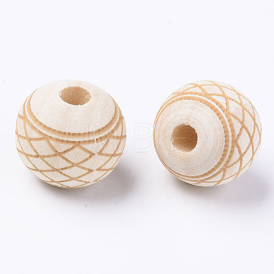 Unfinished Natural Wood European Beads WOOD-S057-020A-1