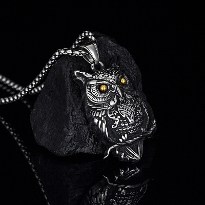 Vintage 304 Stainless Steel Animals Pendant Necklaces for Men WG6A848-03-1