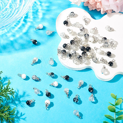 100Pcs Mixed Styles Glass Pendants PALLOY-TADJ00009-1