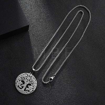 201 Stainless Steel Pendant Necklaces for Man NJEW-Q336-04E-P-1