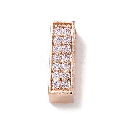 Brass Micro Pave Clear Cubic Zirconia Slide Charms KK-A300-12RG-1