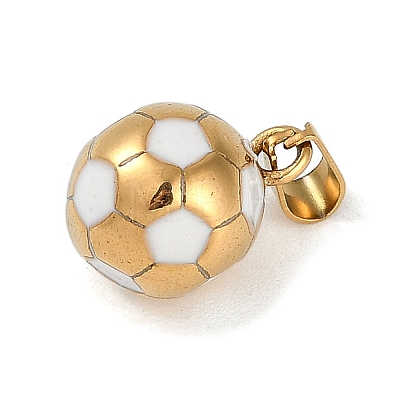 Trendy Necklace Findings 304 Stainless Steel FootBall/Soccer Ball Pendants STAS-L012-B01G-04-1