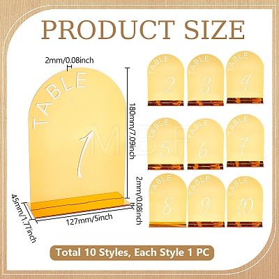 10Pcs 10 Styles Number 1~10 Acrylic Table Place Cards AJEW-WH0752-349-1