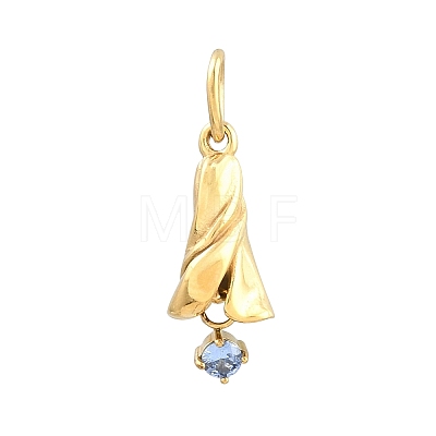 304 Stainless Steel Micro Pave Cubic Zirconia Pendants SA-CBA1D2B-01G-I-1
