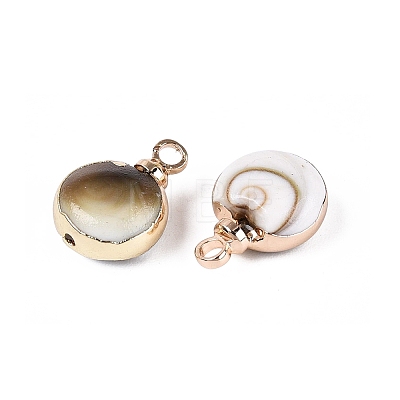 Electroplate Natural Sea Shell Pendants SSHEL-Q100-11A-KCG-1