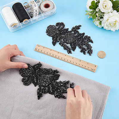 1Pair Flower Beading Cloth Embroidery Ornaments Accessories DIY-FG0010-47B-1