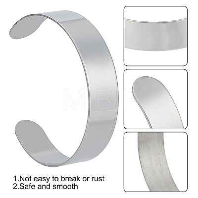 10Pcs 304 Stainless Steel Open Cuff Bangles BJEW-GO0001-02B-1