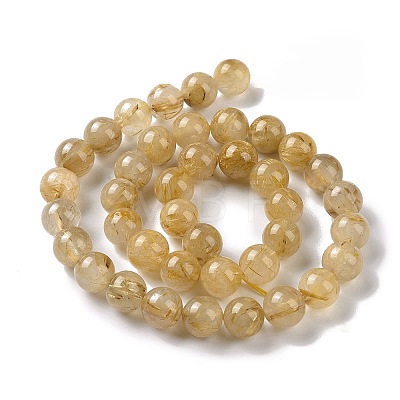 Grade AA Natural Gold Rutilated Quartz Beads Strands G-I206-34-10mm-1