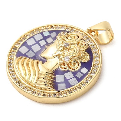 Rack Plating Brass Cubic Zirconia Pendants KK-K385-079G-1