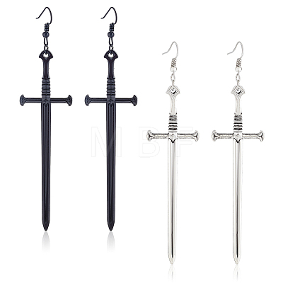 2 Pairs 2 Colors Alloy Sword Dangle Earrings EJEW-AN0001-92-1