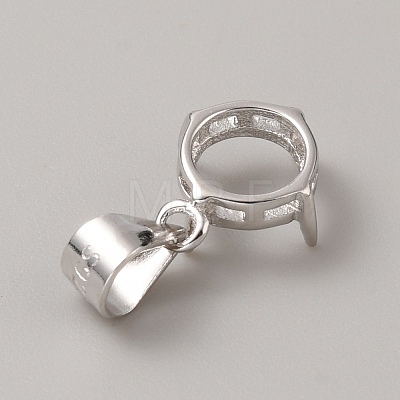 Rhodium Plated 925 Sterling Silver Open Back Bezel Pendant Cabochon Settings STER-WH0004-018A-1