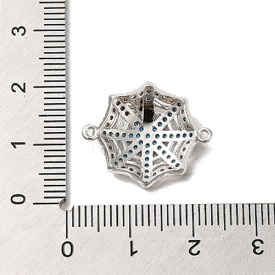 Rack Plating Brass Pave Turquoise Cubic Zirconia Connector Charms KK-K275-12P-1