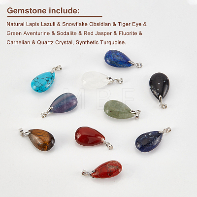  10Pcs 10 Style Natural & Synthetic Gemstone Pendants G-NB0002-57-1