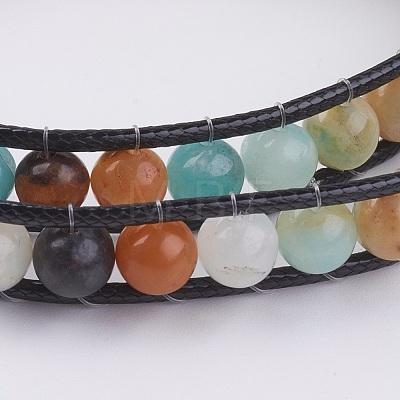 Natural Gemstone Wrap Bracelet BJEW-JB03613-1