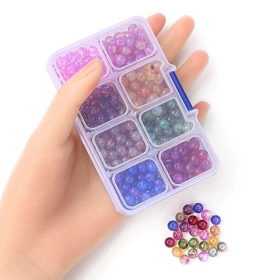 416Pcs 8 Colors Baking Painted & Imitation Opalite & Transparent Glass Beads Strands DGLA-YW0001-07-1