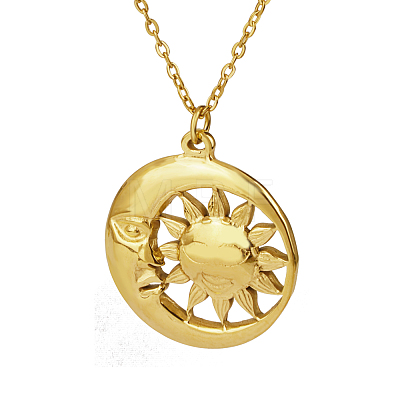 Stylish Stainless Steel Sun Pendant Necklaces for Women EQ3081-4-1