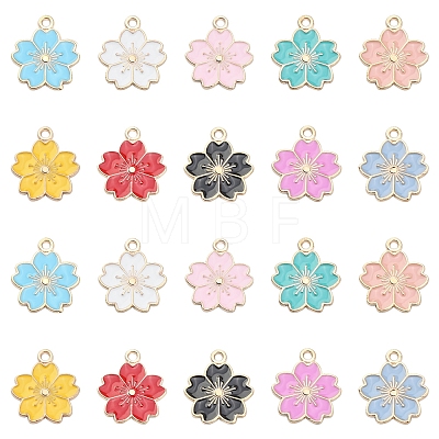 20Pcs 10 Colors Alloy Enamel Pendants ENAM-YW0002-12-1