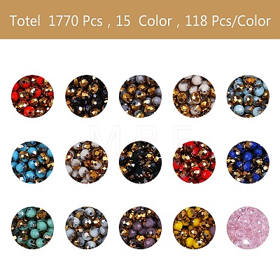 1710~1770Pcs 15 Colors Electroplate Glass Beads EGLA-SZ0001-03-1