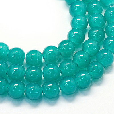 Baking Painted Imitation Jade Glass Round Bead Strands DGLA-Q021-10mm-07-1