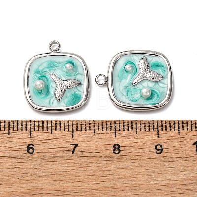 304 Stainless Steel Enamel Pendants STAS-P406-25A-P-1