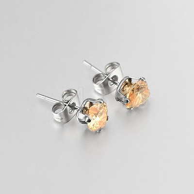 304 Stainless Steel Pave Cubic Zirconia Ear Studs X-EJEW-L095-8mm-03-1