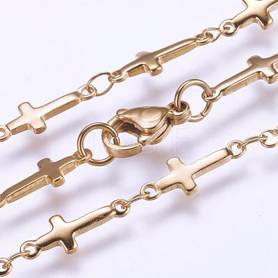 304 Stainless Steel Chain Necklaces STAS-P164-01G-1