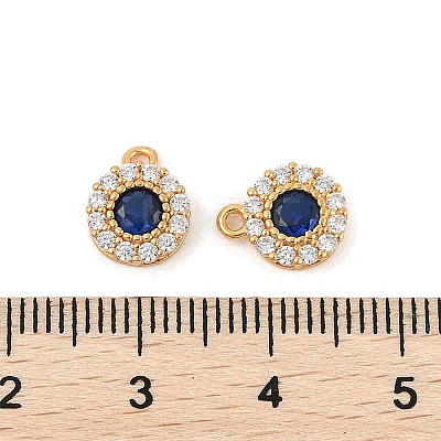 925 Sterling Silver Clear & Dark Blue Cubic Zirconia Flat Round Charms STER-NH0001-78G-1