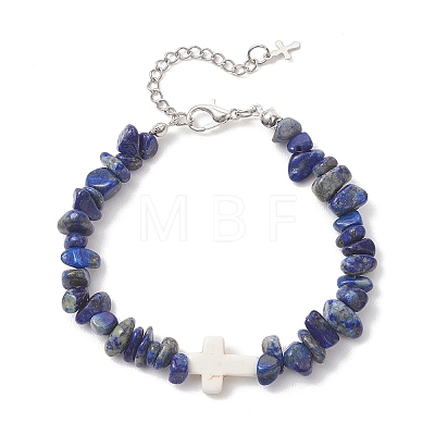 Natural Lapis Lazuli & Synthetic Turquoise Beaded Bracelets for Women BJEW-JB13230-1