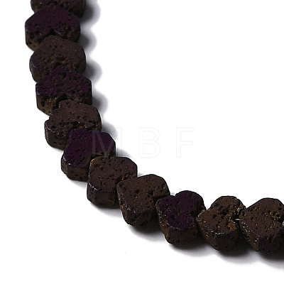 Electroplated Natural Lava Rock Beads Strands G-Q1009-G01-02-1