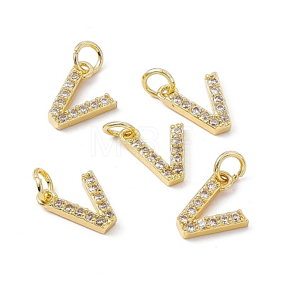 Real 18K Gold Plated Brass Micro Pave Clear Cubic Zirconia Charms KK-E068-VB452-V-1