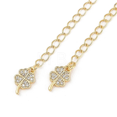 Brass Micro Pave Cubic Zirconia Ends with Chains KK-U043-04G-1