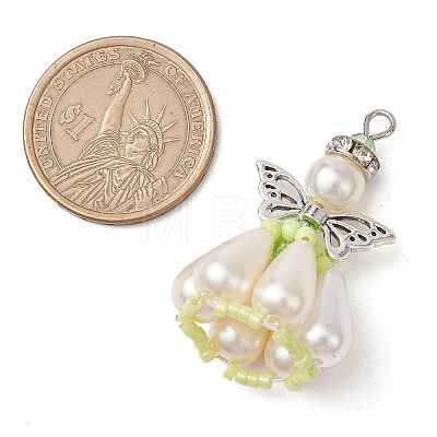 Pearlized Glass Pearl Beads  Pendants PALLOY-MZ00487-01-1