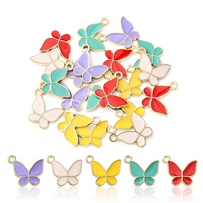 20Pcs 5 Colors Alloy Enamel Pendants ENAM-YW0002-99-1