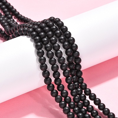 Synthetic Black Stone Beads Strands X-G-G508-6MM-1