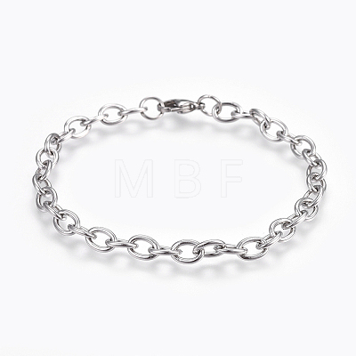 Tarnish Resistant 304 Stainless Steel Cable Chain Bracelets X-BJEW-P239-05-1