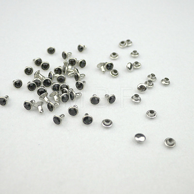 Brass Rhinestone Rivets KK-WH0035-12F-1