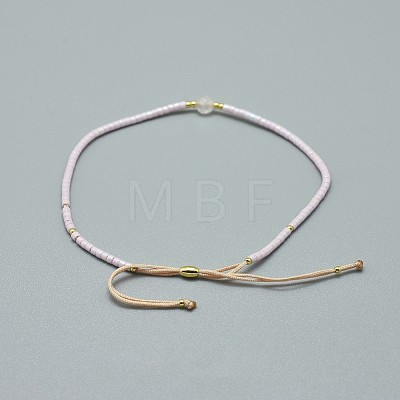 Adjustable Natural Rose Quartz Braided Bead Bracelets BJEW-F391-A01-1