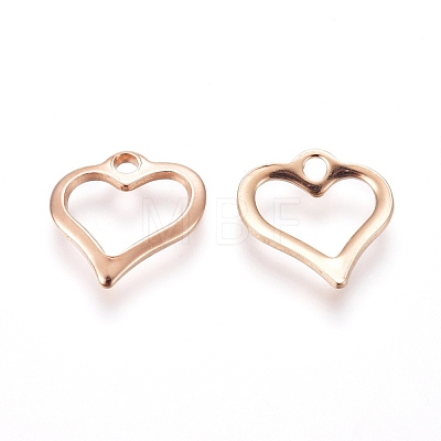 201 Stainless Steel Open Heart Charms STAS-E484-13RG-1