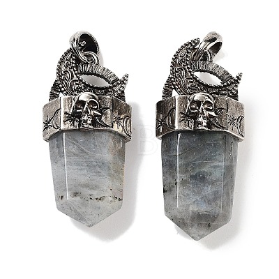 Natural Labradorite Faceted Sword Pendants G-Q163-01AS-05-1